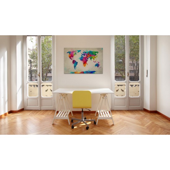 Canvas Print - Map of the world - an explosion of colors