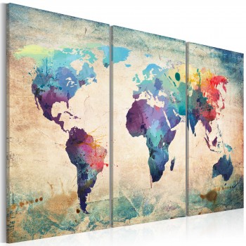 Canvas Print - Rainbow Map (triptych)