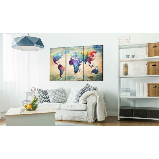 Canvas Print - Rainbow Map (triptych)