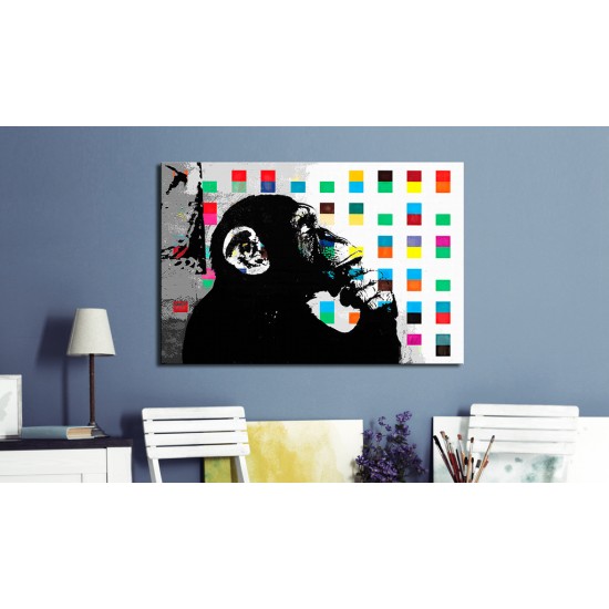 Canvas Print - Banksy The Thinker Monkey 