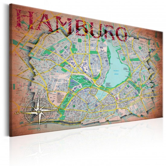 Canvas Print - Map of Hamburg