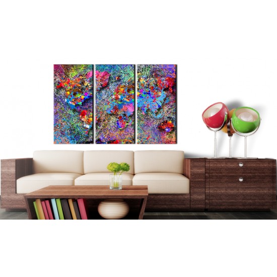 Canvas Print - World Map: Colourful Whirl