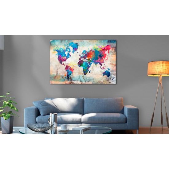 Canvas Print - World Map: Colourful Madness