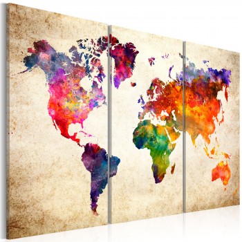 Canvas Print - The World's Map in Watercolor