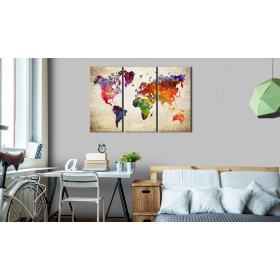 Canvas Print - The World's Map in Watercolor