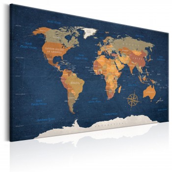 Canvas Print - World Map: Ink Oceans