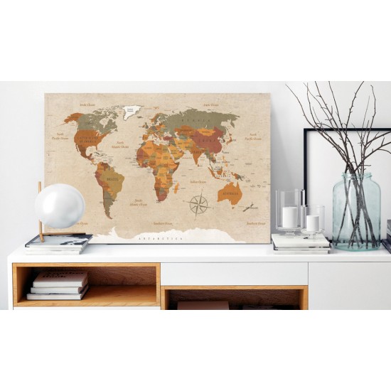 Canvas Print - World Map: Beige Chic