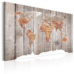 Canvas Print - World Map: Wooden Stories