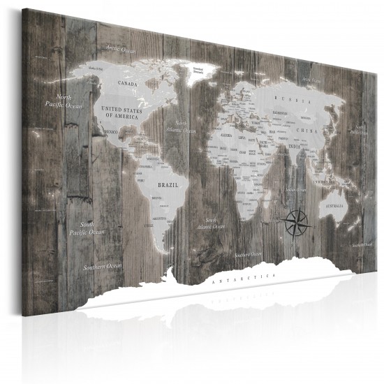 Canvas Print - World Map: Wooden World