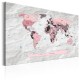 Canvas Print - World Map: Pink Continents