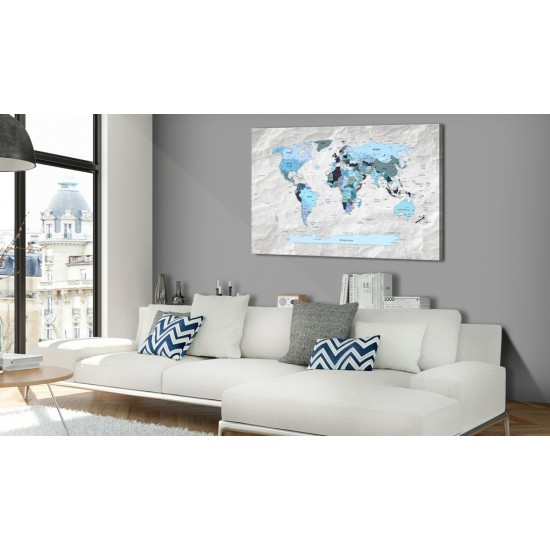 Canvas Print - World Map: Blue Pilgrimages